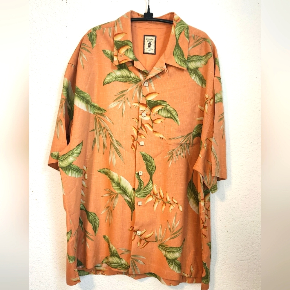 Jamaica Jaxx 100% Silk‎ Hawaiian Short Sleeve Shirt, Size XXL